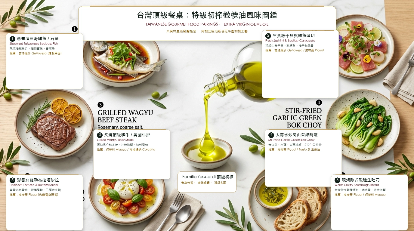 Taiwanese Gourmet Extra Virgin Olive Oil Pairing Infographic